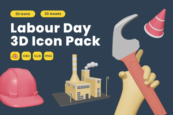Download Labour Day 3D Icon Pack Vol 8 - Premium Resources